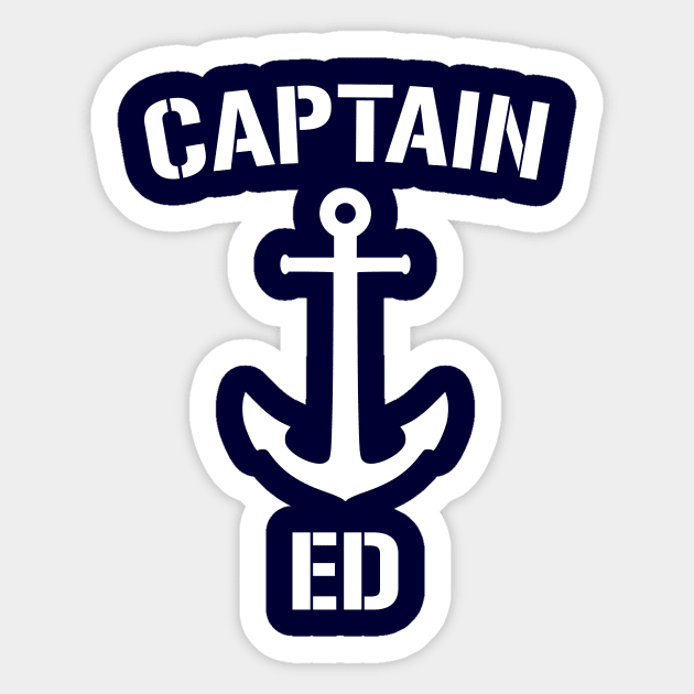 Nautical Captain Ed Personalized Boat Anchor Sticker by Rewstudio